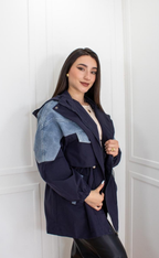 CHAQUETA TIPO PARKA EFECTO DOBLE PRENDA EN JEAN Y DRILL